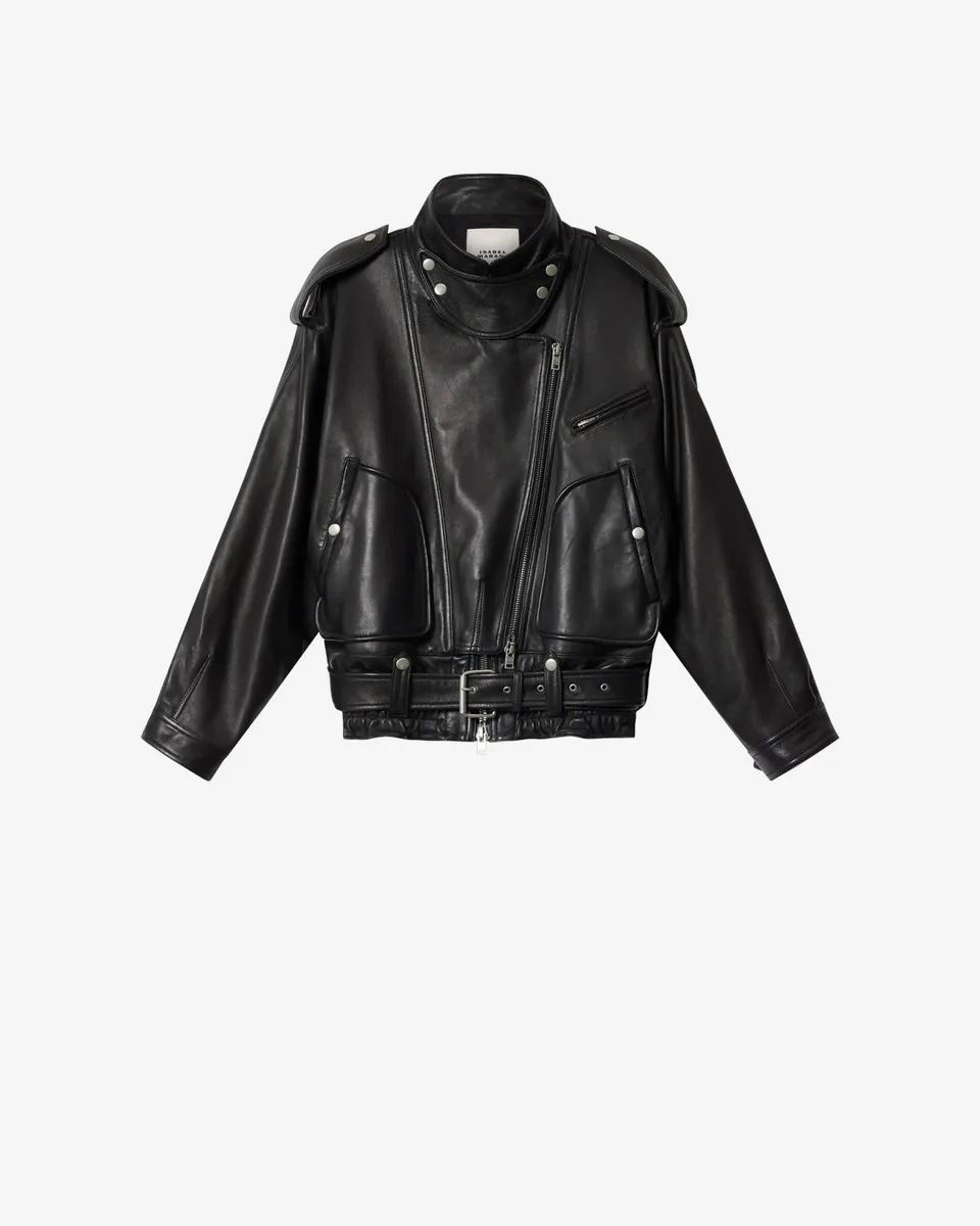 Isabel Marant Farza veste cuir agneau noir