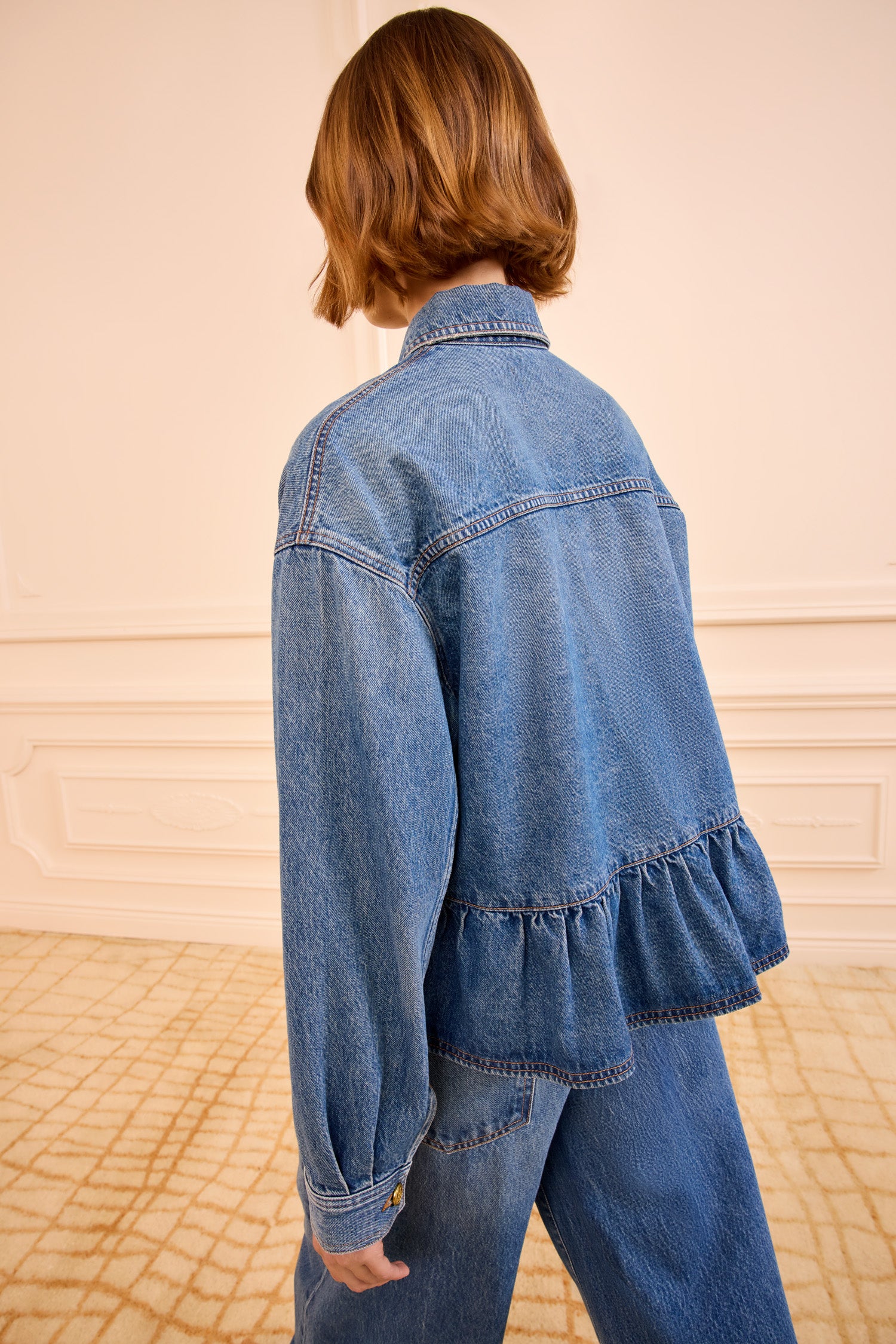 Ulla Johnson Arquette veste jean Danube péplum coton