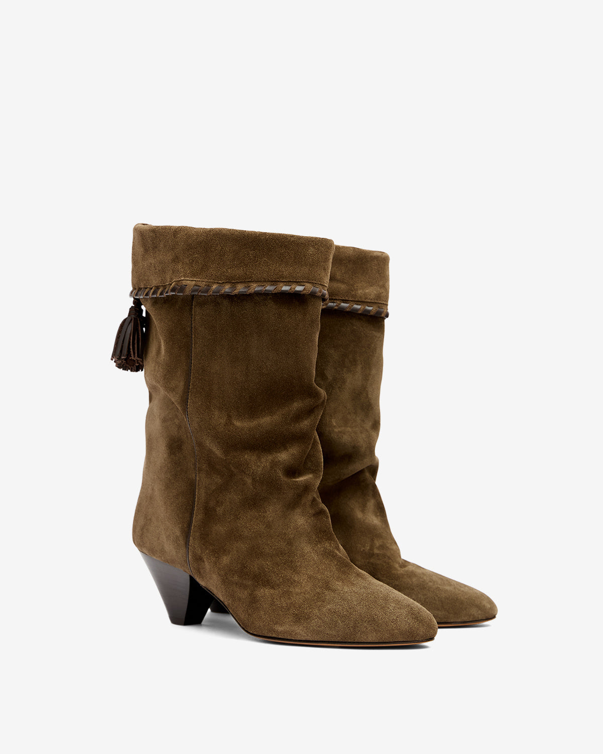 Isabel Marant Dalby boots cuir velours bronze talon 5,5 cm