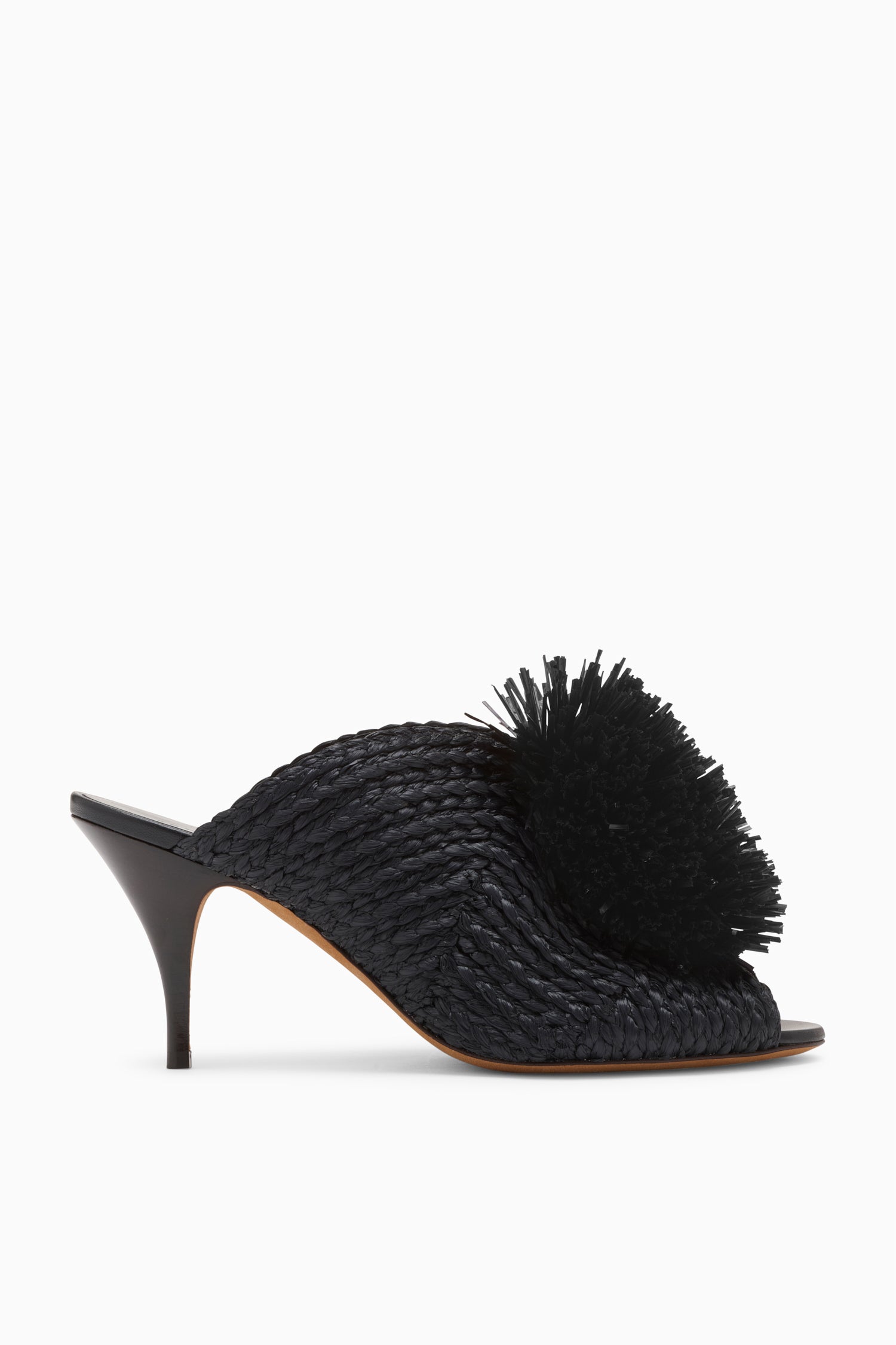 Ulla Johnson mule raphia noir franges talon 75