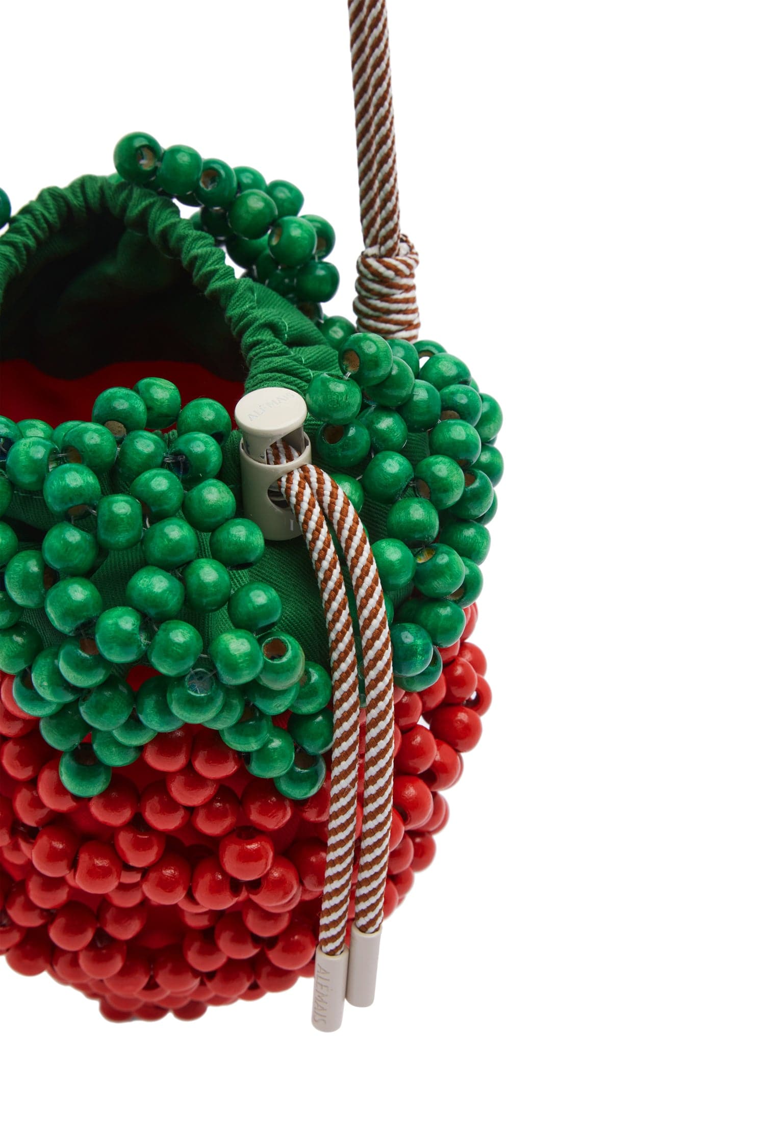 Alemäis Strawberry mini sac perles bois fraise rouge