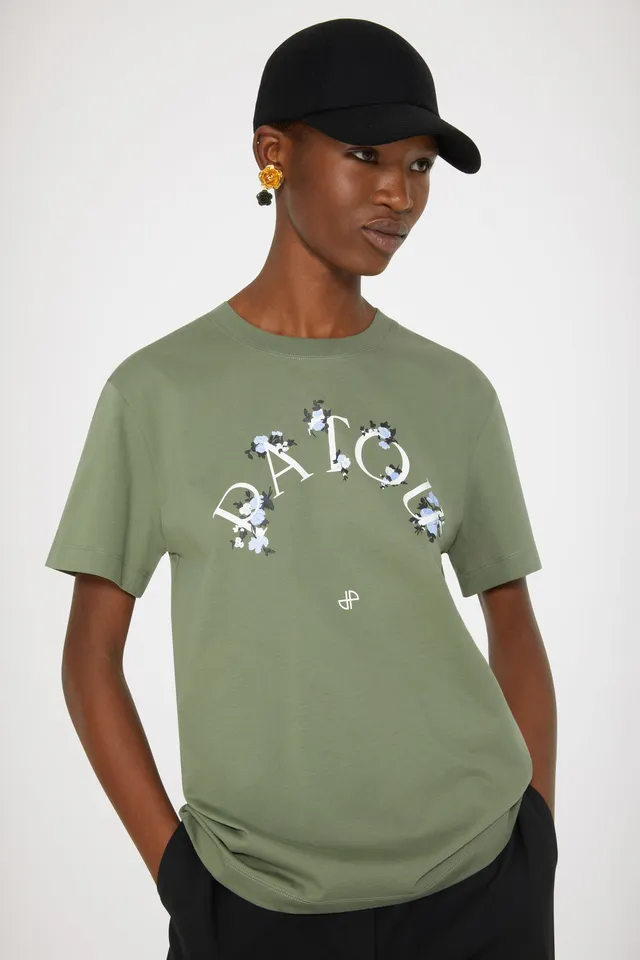 Patou JE049 t-shirt coton bio floral kaki Khaki Green