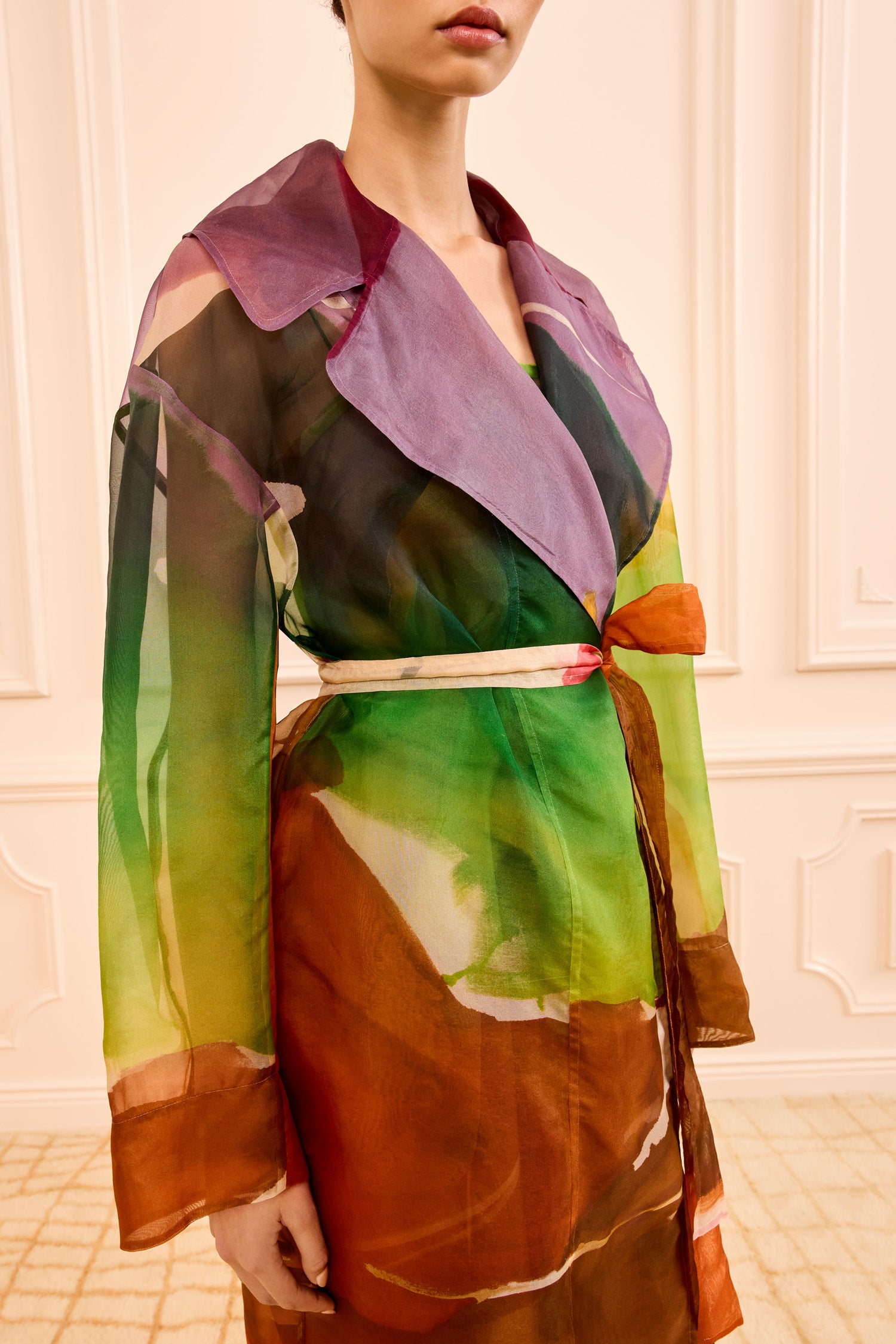 Ulla Johnson Novalie Trench Soie Organza Multicolore