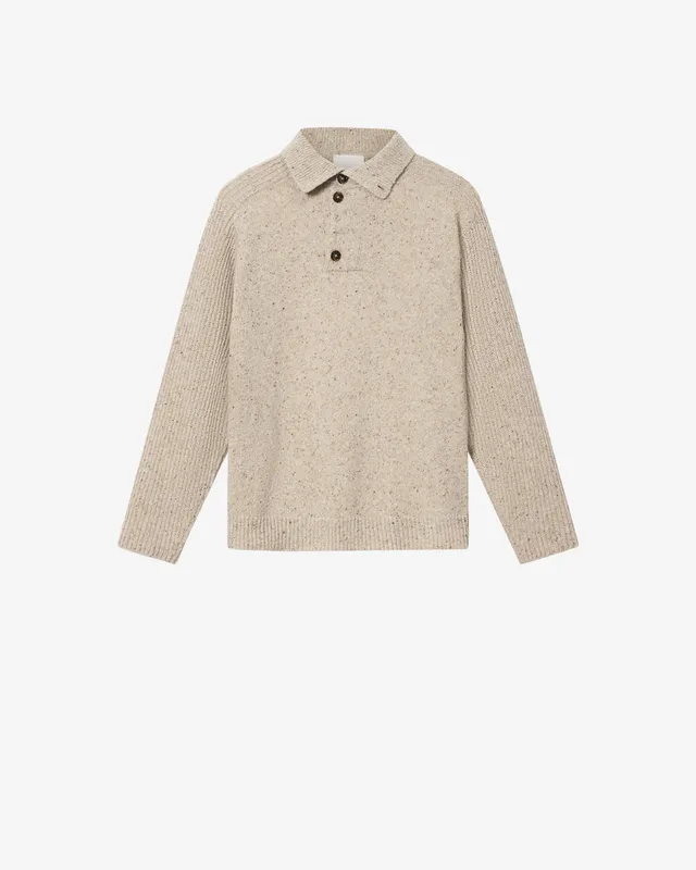 Isabel Marant Ken Pull Laine beige col polo