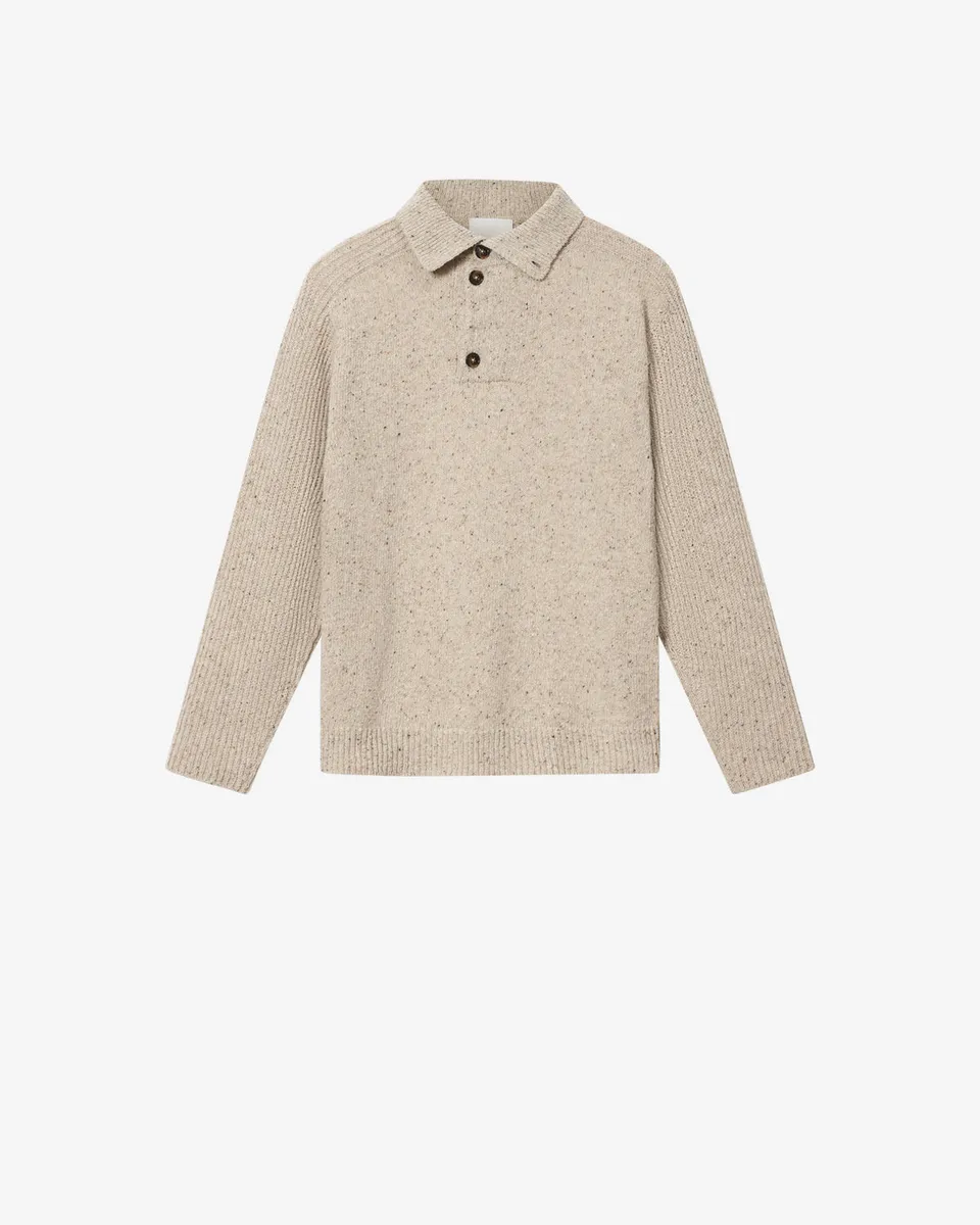Isabel Marant Ken Pull Laine beige col polo