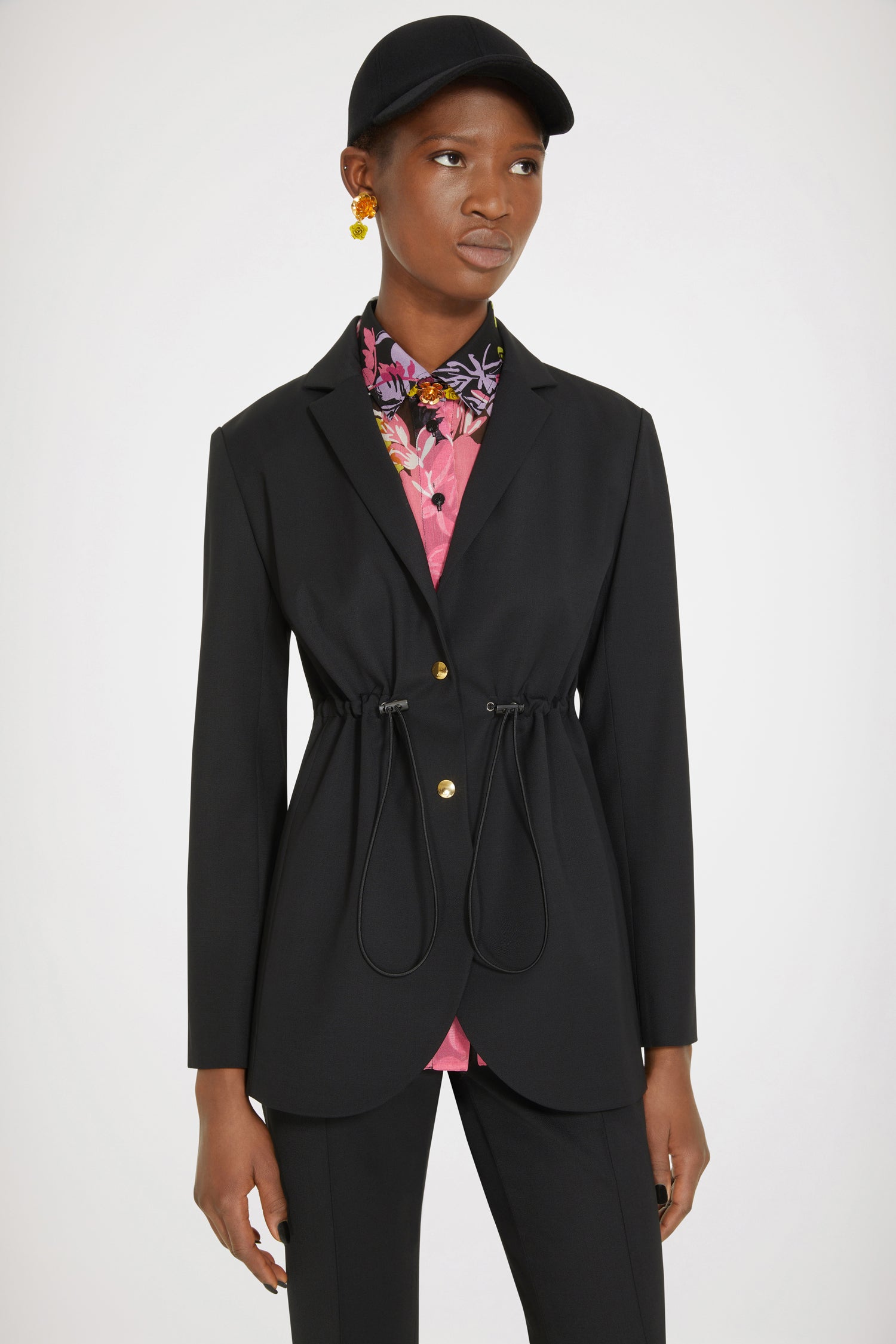 Patou JA026 veste laine vierge noire à cordon