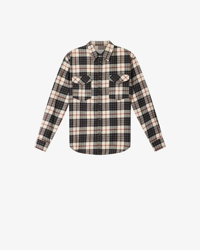 Isabel Marant Saul CH0366HC chemise carreaux écru noir