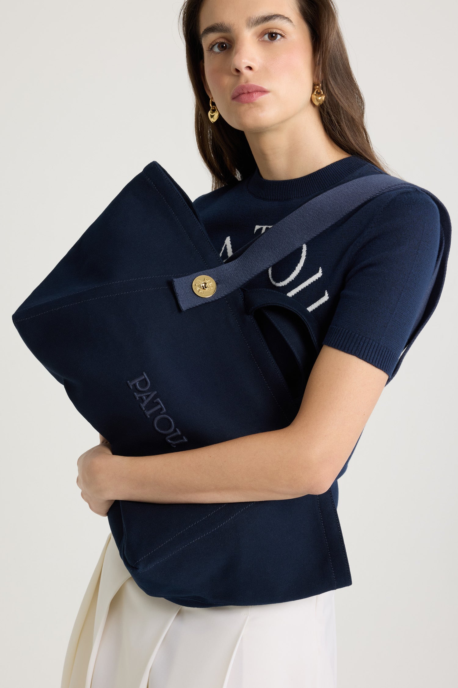 Patou Trapeze AC089 tote toile coton bleu marine grand