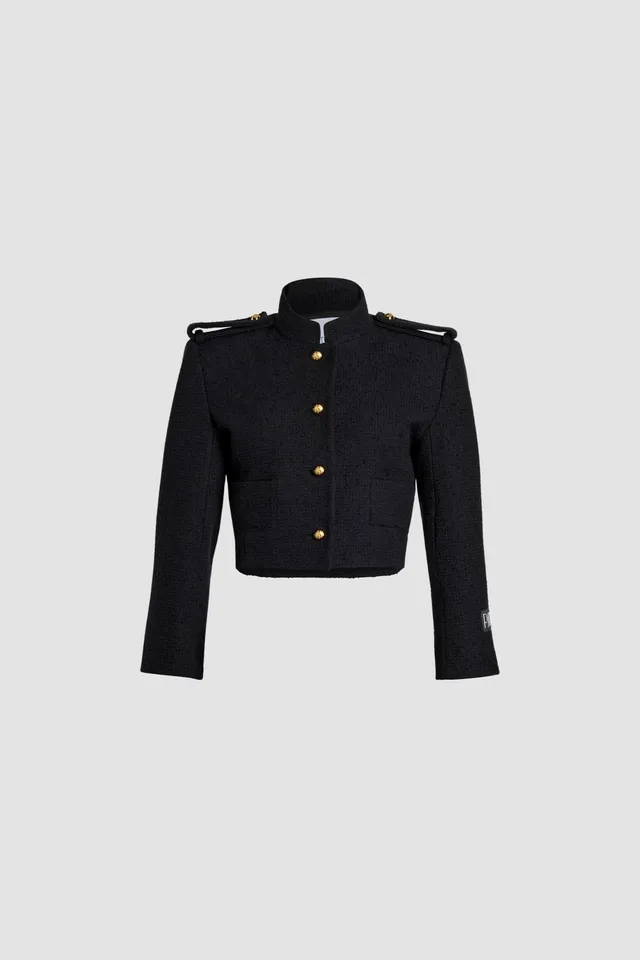 Patou Jackets veste JA0440185999B tweed noir laine coton