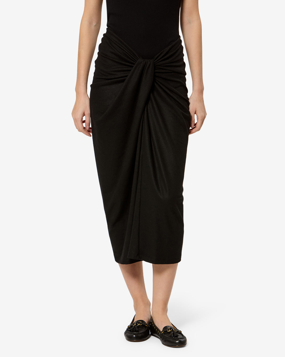 Isabel Marant Jeldia jupe midi noire jersey drapée