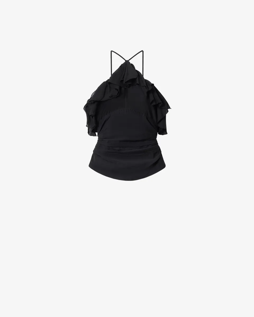 Isabel Marant Djimia HT0900FB top noir voile volants