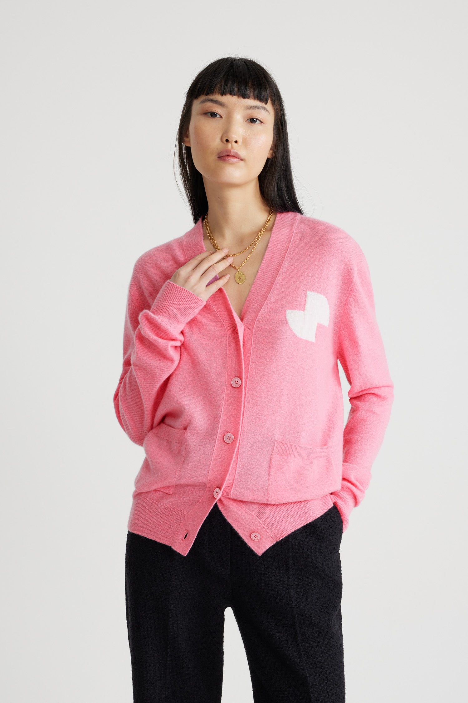 Patou JP KN2188041425P Cardigan laine rosebloom pink