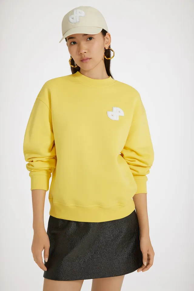 Patou JE115 Sweatshirt Coton Bio Jaune Patch JP