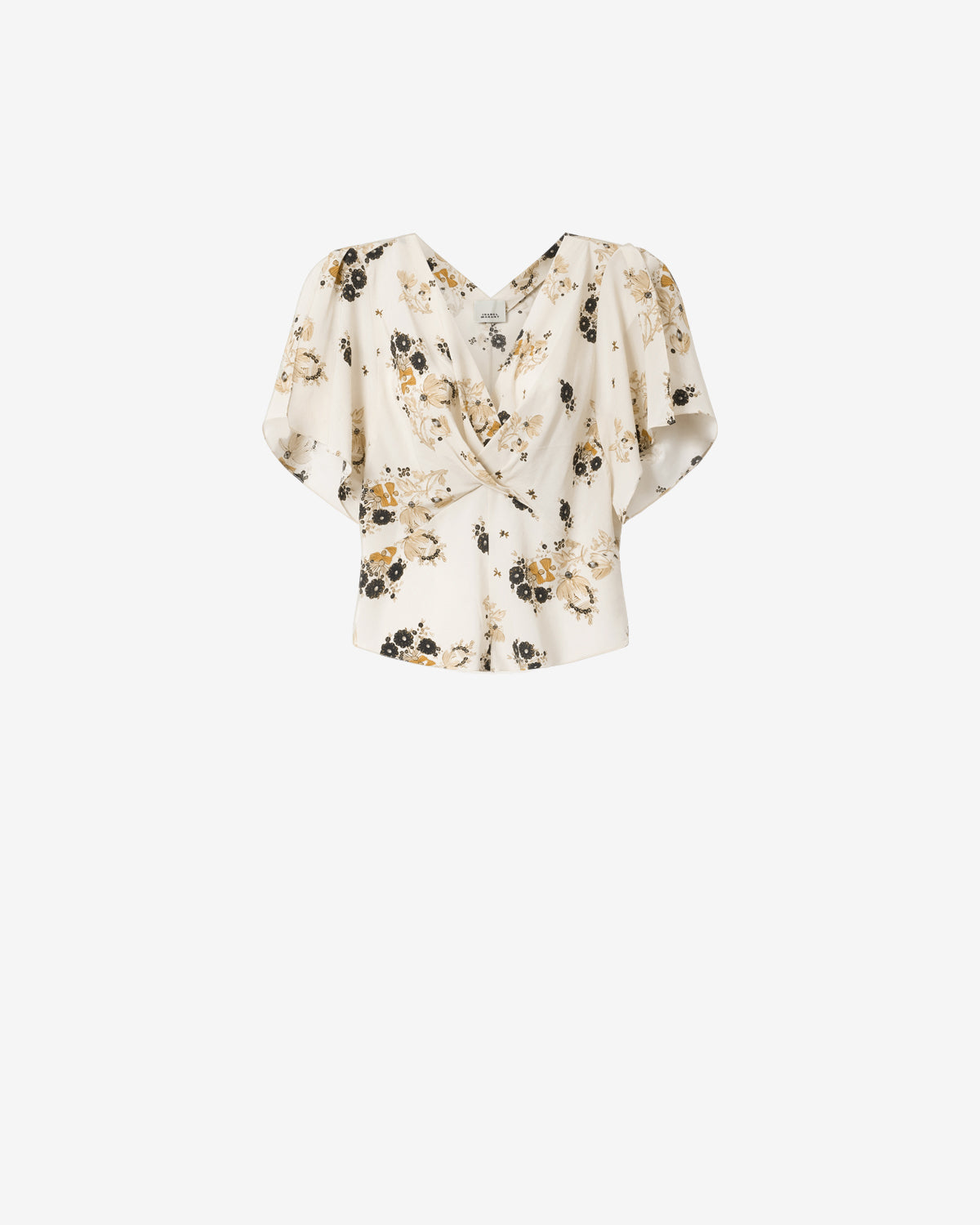 Isabel Marant Faljane top écru soie stretch fleuri col V
