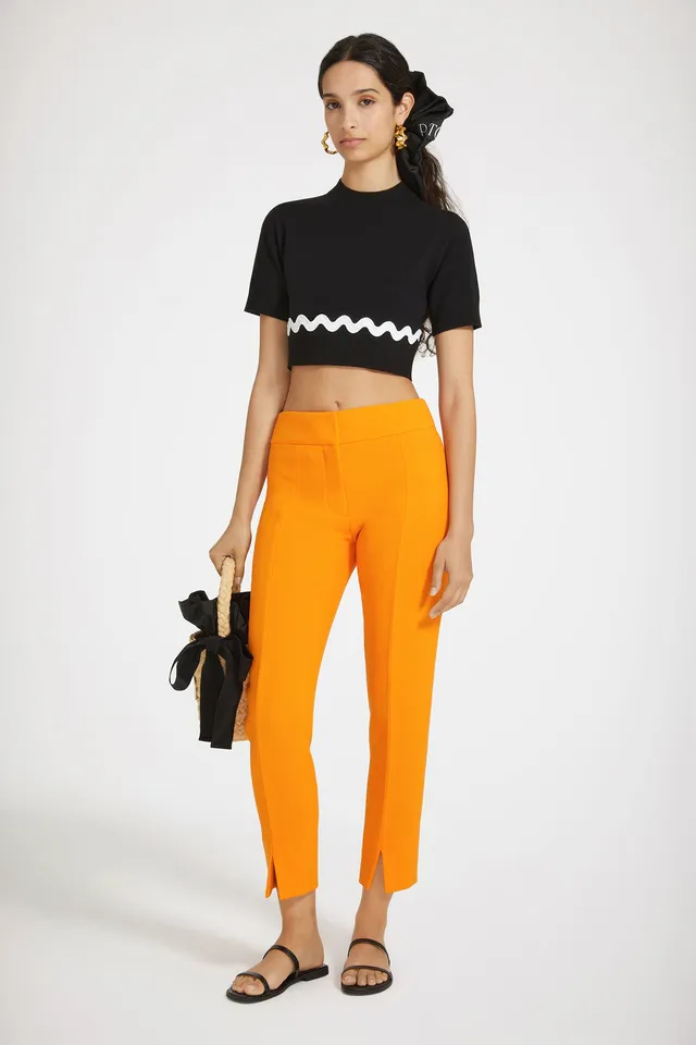 Patou P24TR0370169217O pantalon orange vif 34-44 crêpe laine