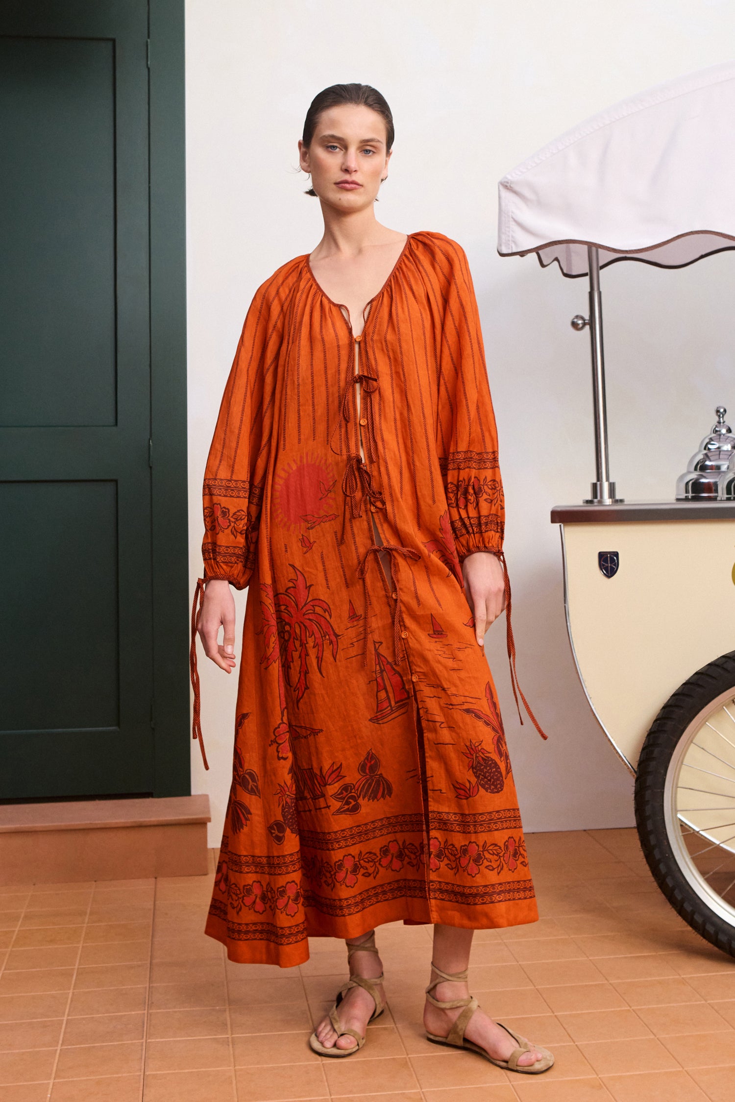 Alemäis Boathouse robe chemisier midi coton imprimée