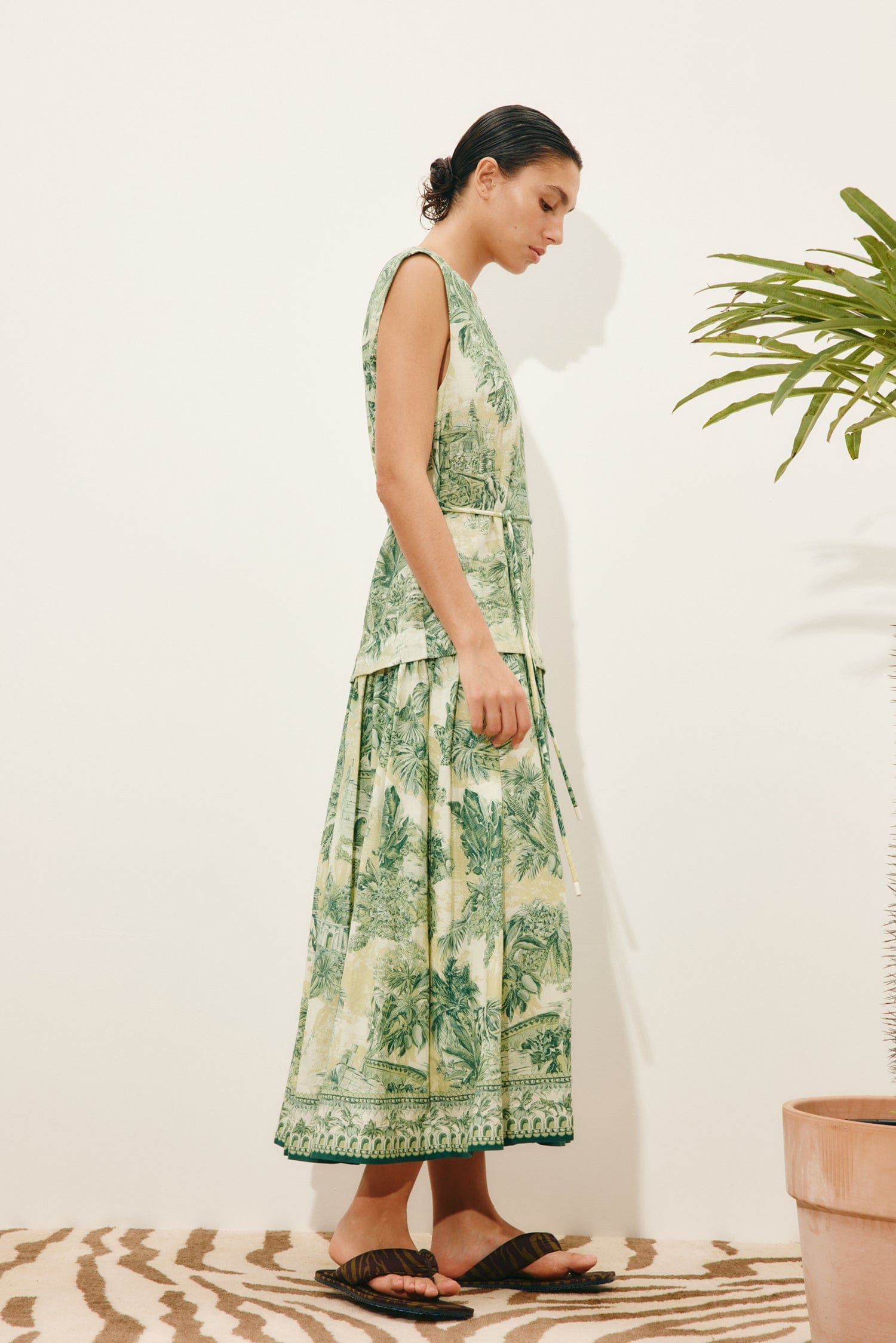 Alemäis Sara robe midi coton soie imprimé jungle