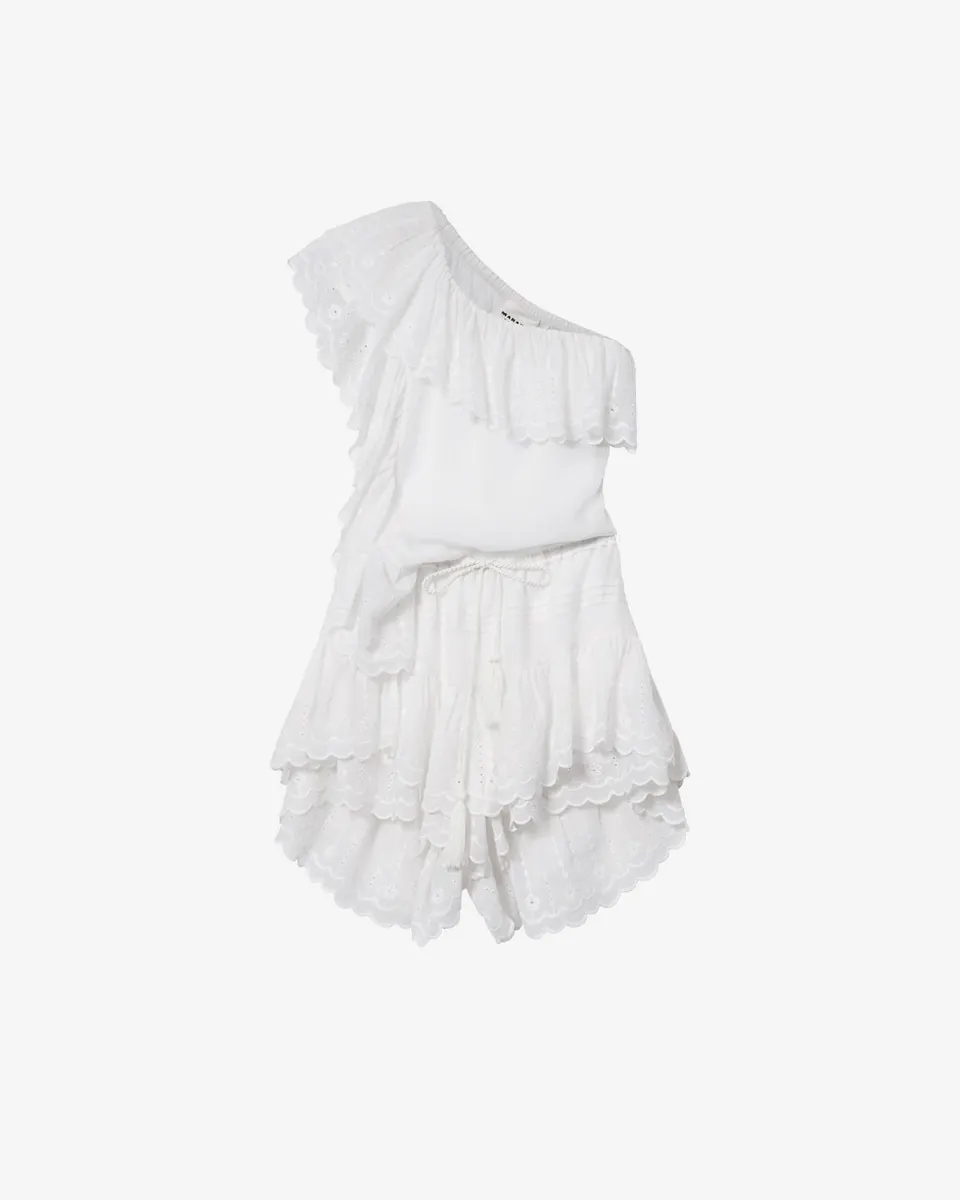 Isabel Marant Lalia combinaison blanc coton brodé