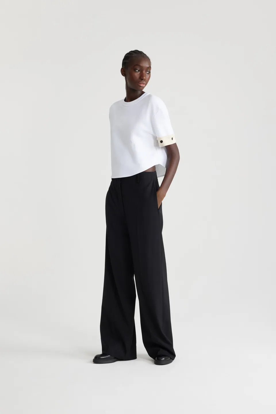 Patou H24JE1279990001W t-shirt crop blanc coton bio