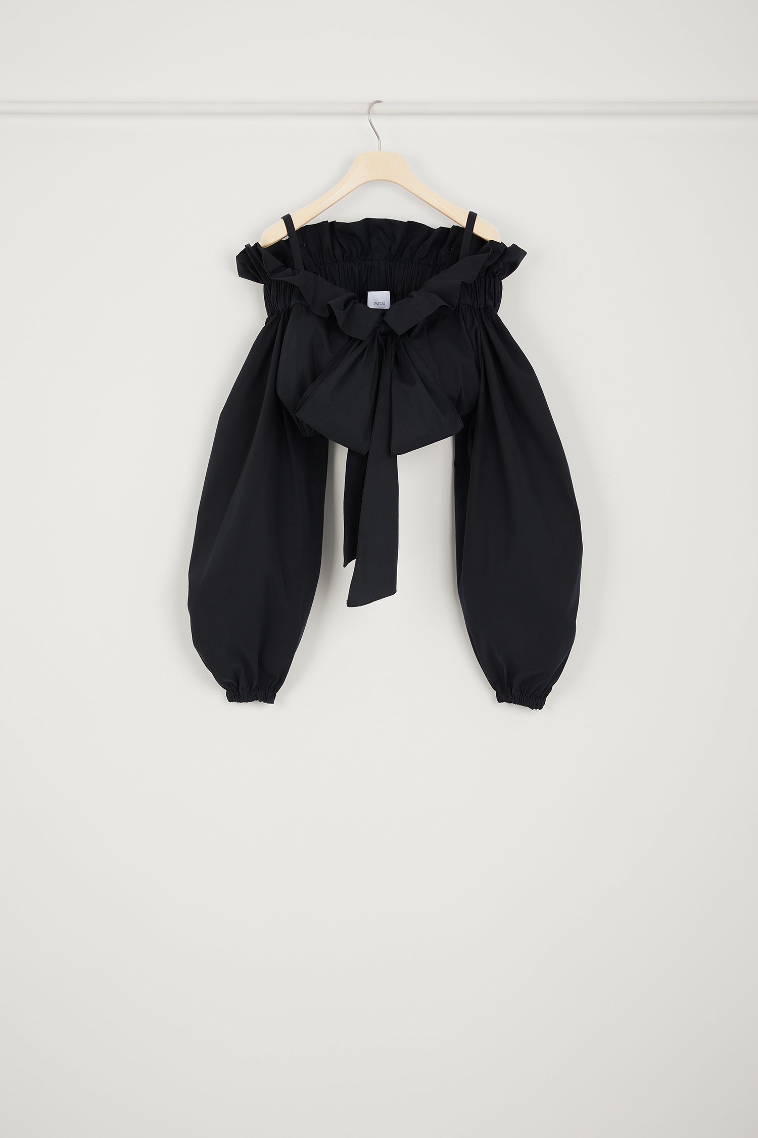 Patou TO043 top cropped noir coton à nouer