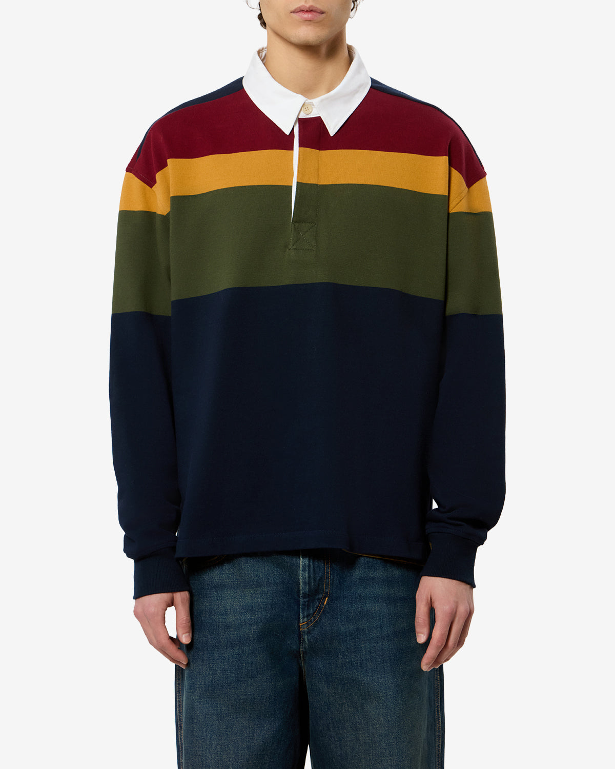 Isabel Marant Brandon polo bleu marine rayé coton