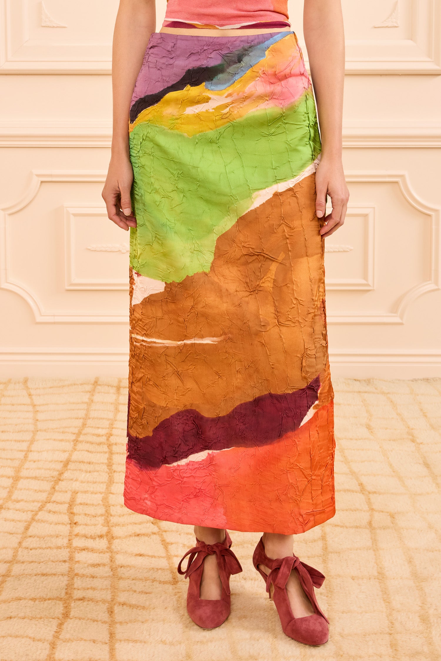 Ulla Johnson Inez jupe crayon midi satin imprimé