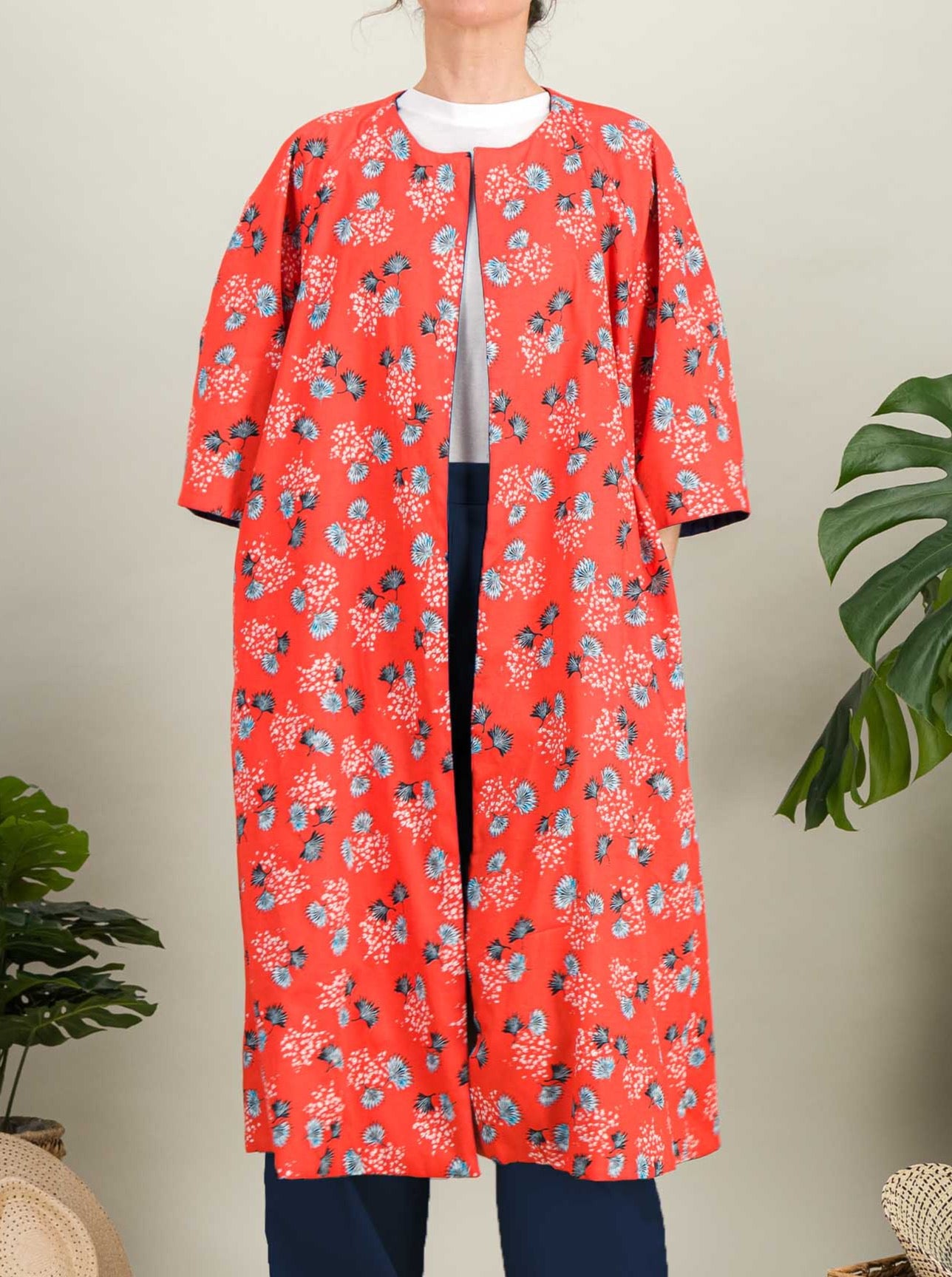 Anahide Saint André Haori veste kimono réversible coton fleuri