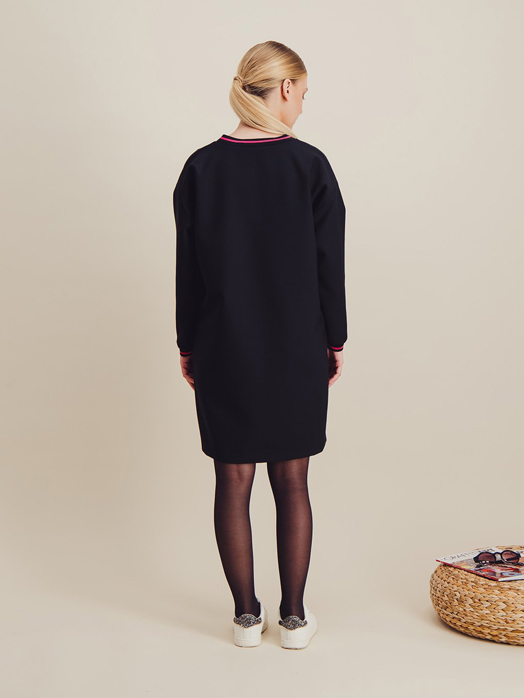 Anahide Saint André Matchpoint robe laine noir rose