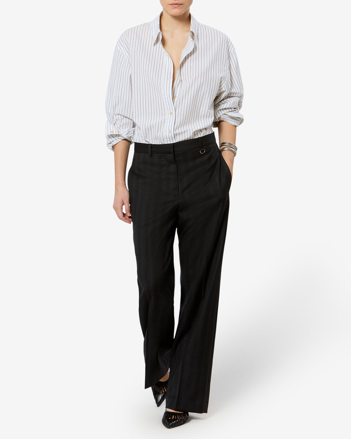 Isabel Marant Aurora chemise rayée blanc-noir