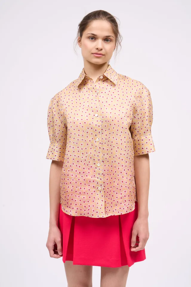 Paul & Joe chemise Delta soie jaune marguerite T1