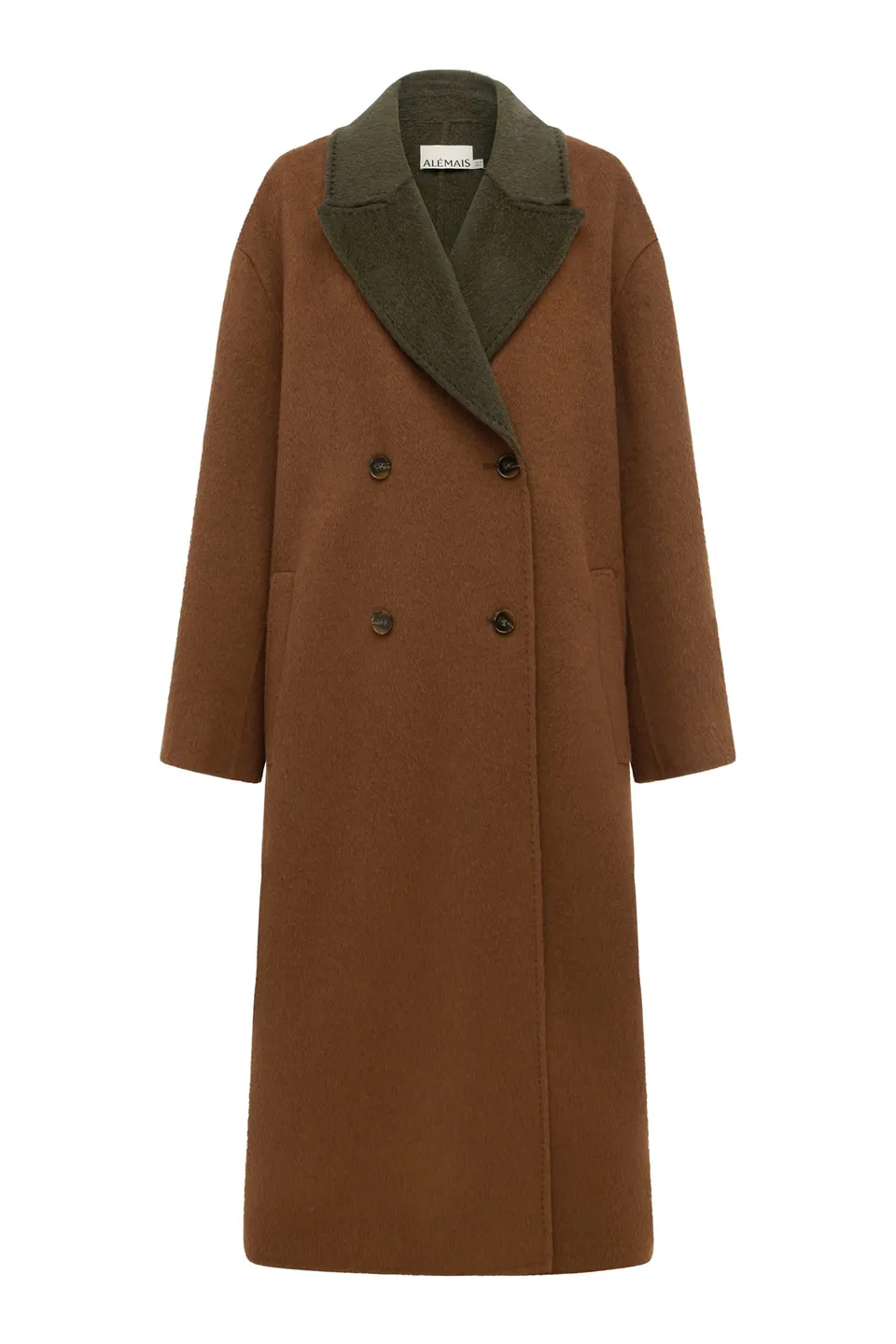 Alemaïs Sable manteau laine oversize perles