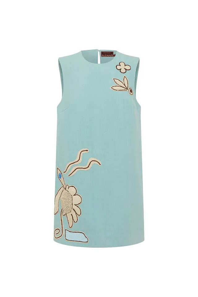 Alemais Azar robe mini droite raphia 100% coton