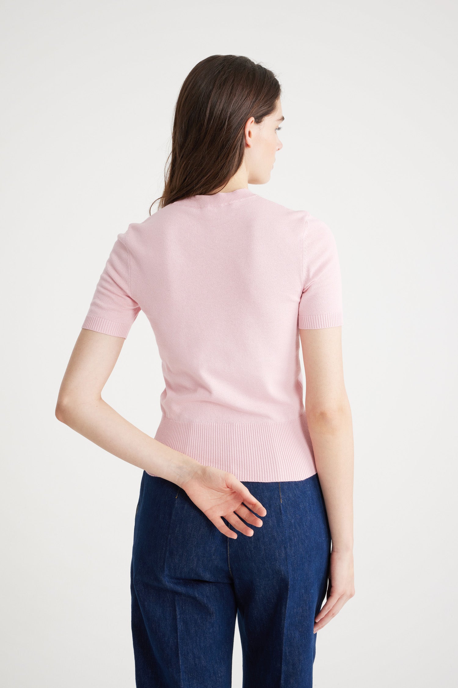Patou KN182 top coton rose jacquard logo