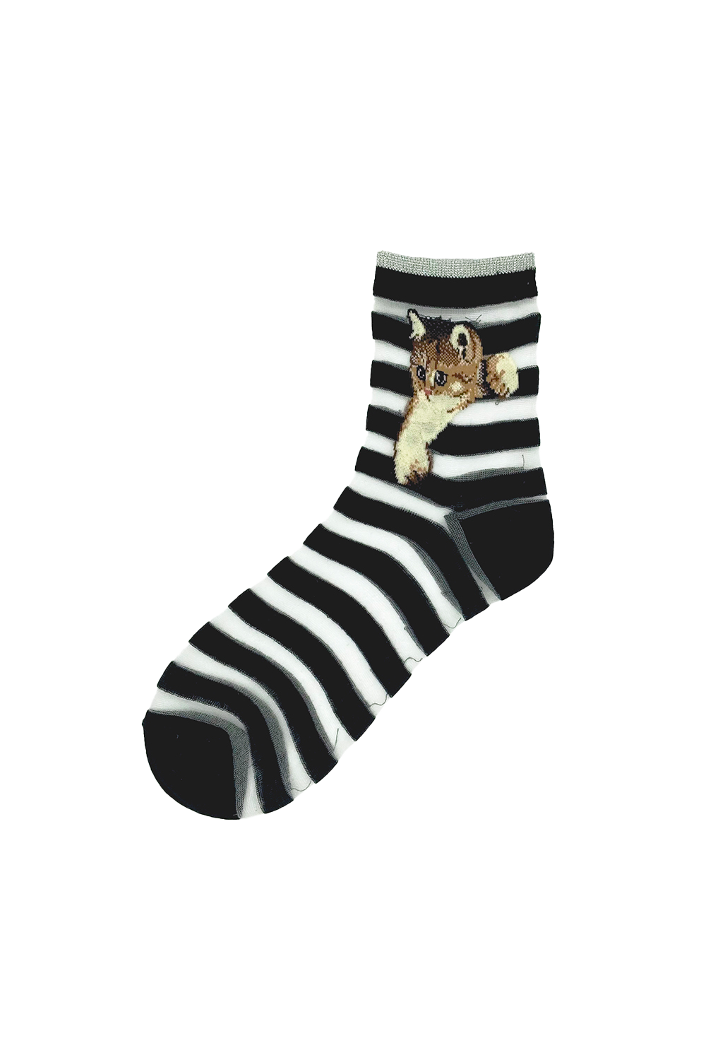 PAUL & JOE Nounette chaussettes noires épaisses bandes chat