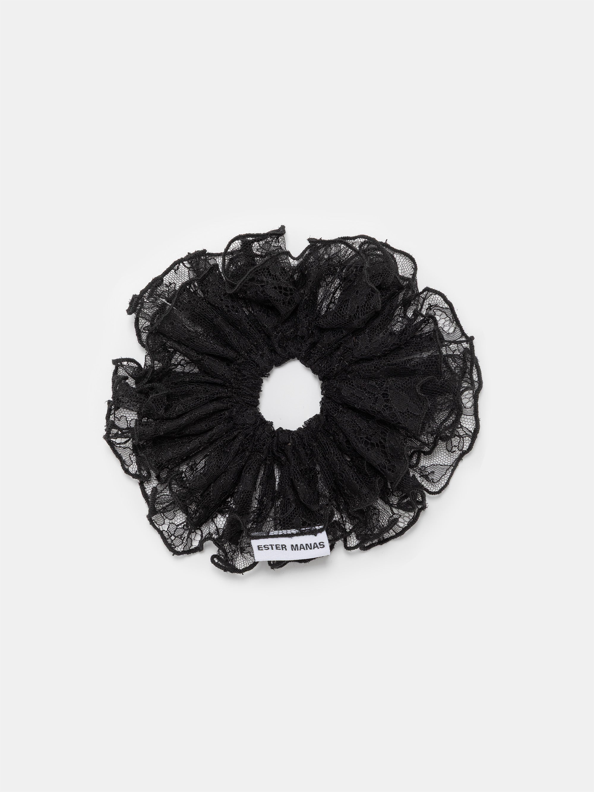 Ester Manas Black Floral chouchou noir dentelle 16 cm