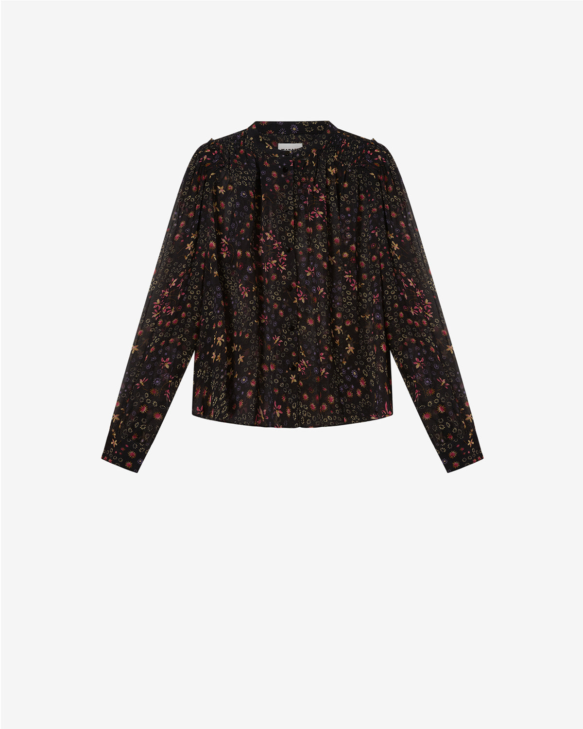Isabel Marant Florine blouse voile noir écru fleuri