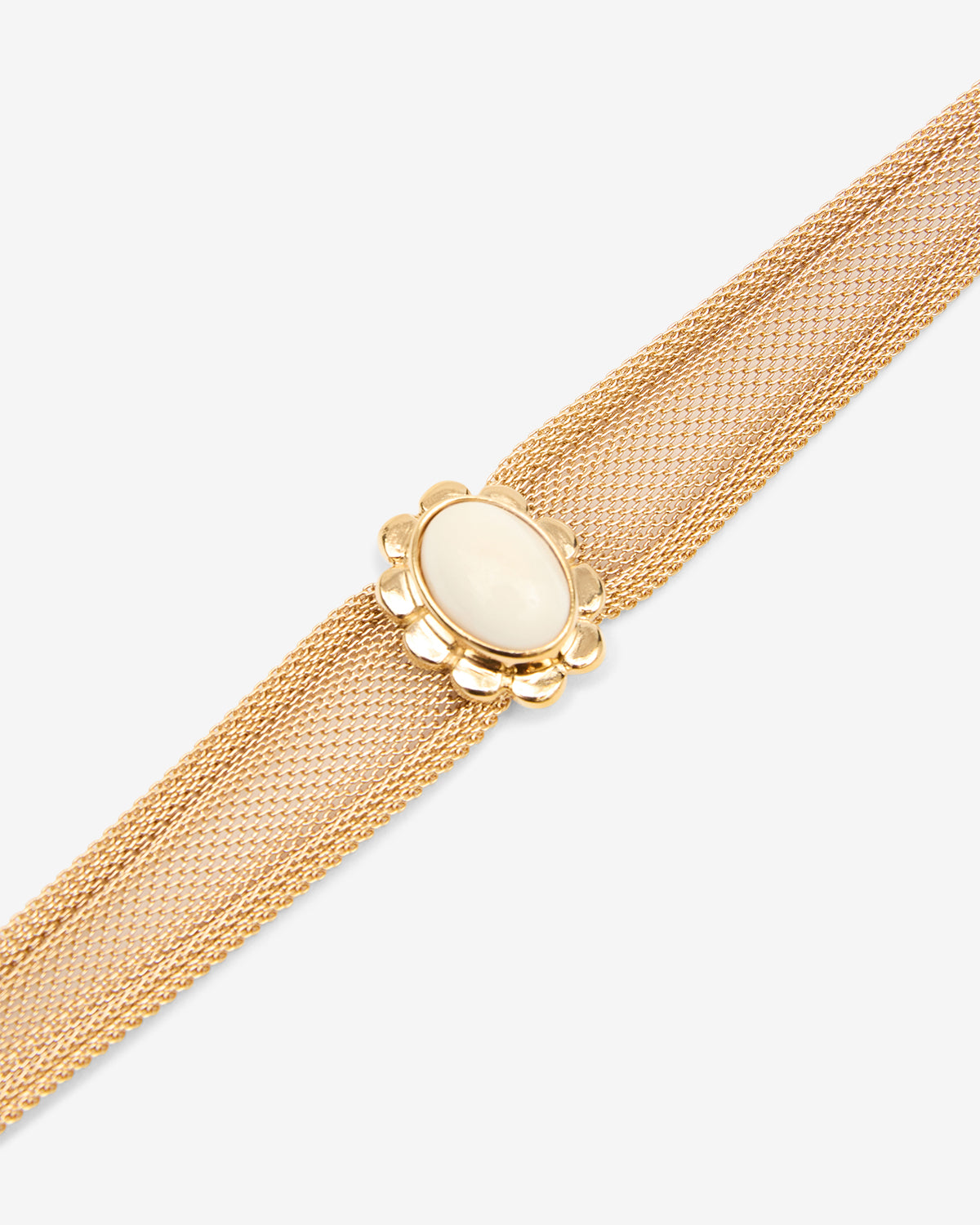 Isabel Marant Hanae bracelet métal écru fleur cabochon