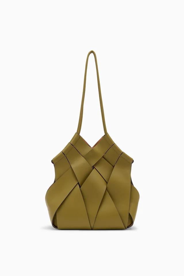 Ulla Johnson Charlotte PF261181 sac épaule cuir tressé Olive