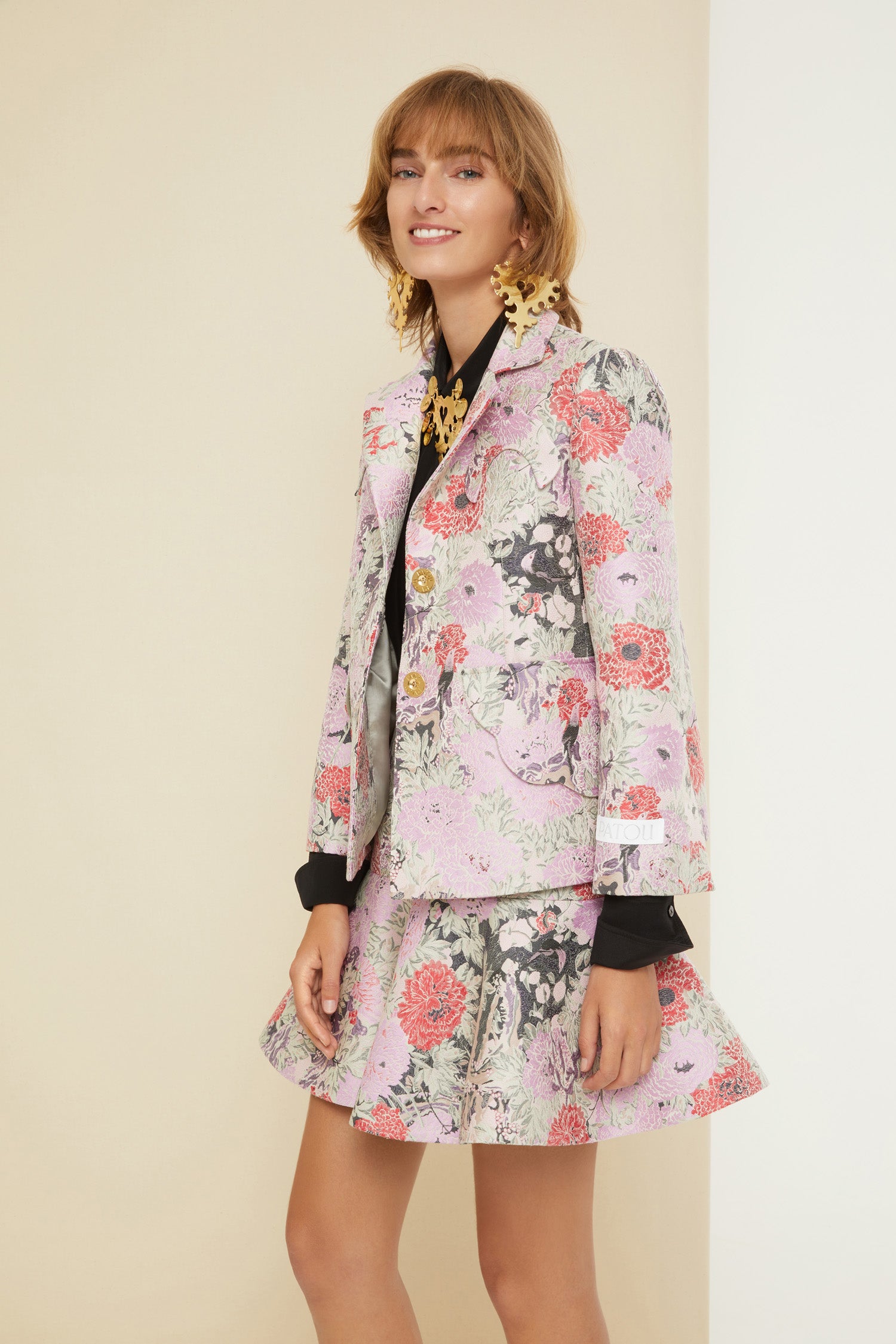Patou JA017 veste jacquard coton Birds Peonies 34-44