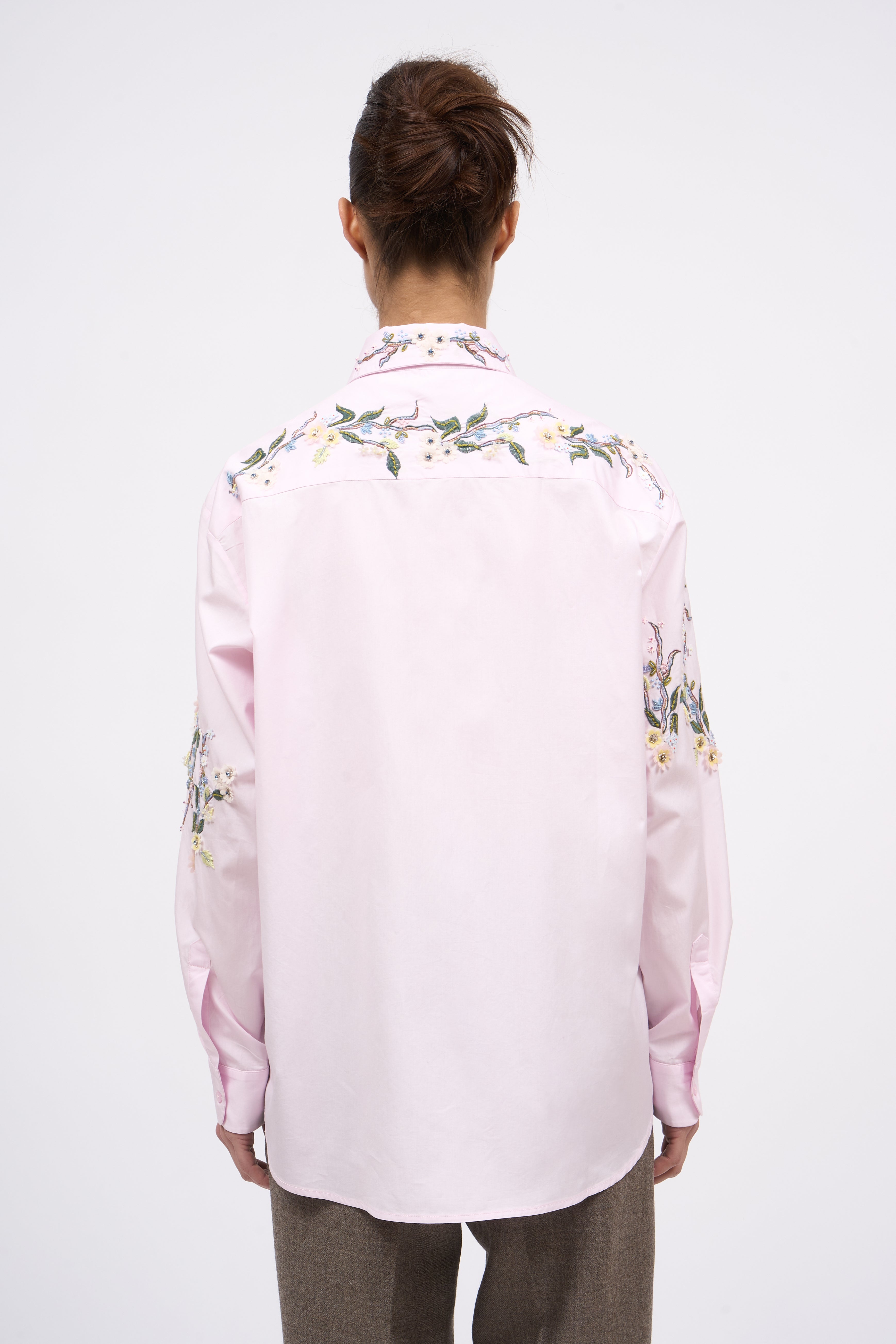Paul & Joe Flora chemise popeline baby pink broderie
