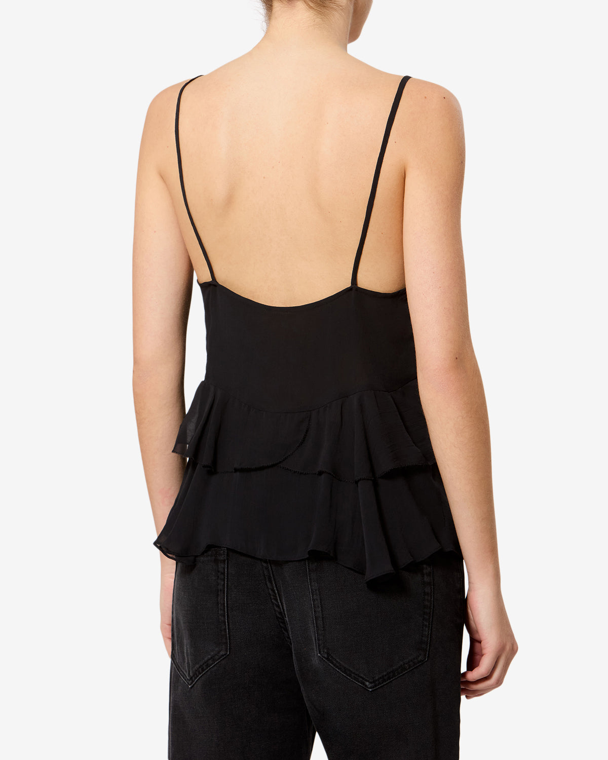 Isabel Marant Tops Briara top noir mousseline volants