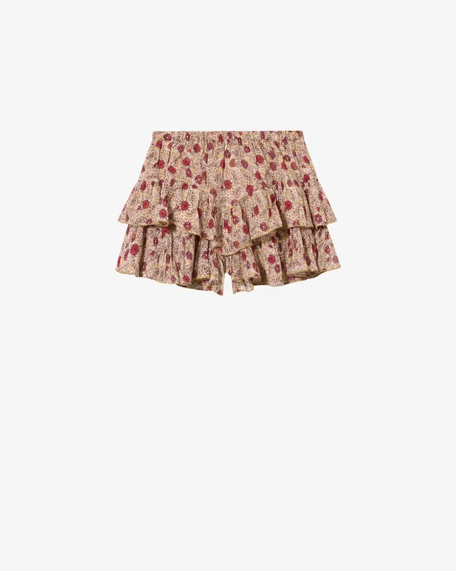 Isabel Marant Jocadia short coton écru framboise