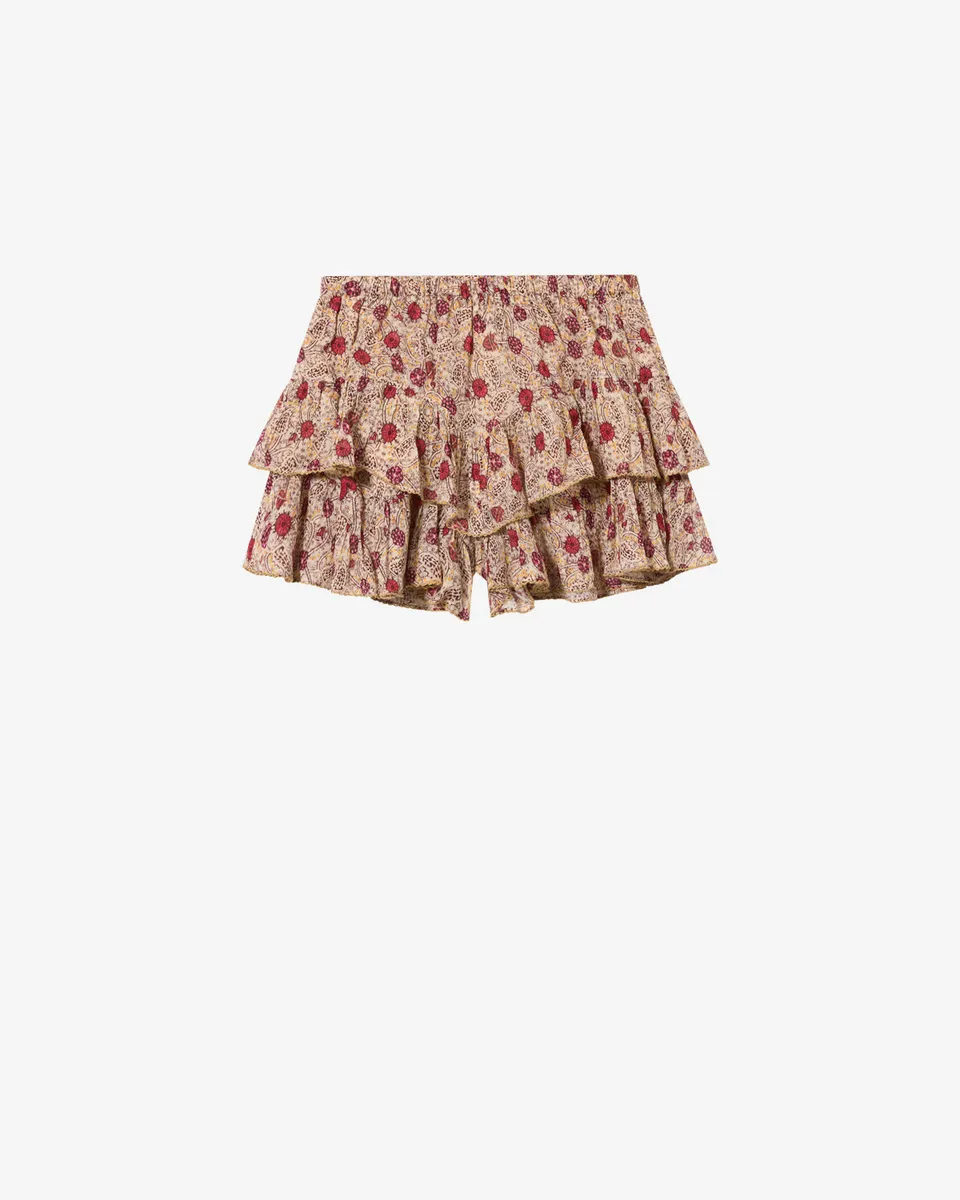 Isabel Marant Jocadia short coton écru framboise
