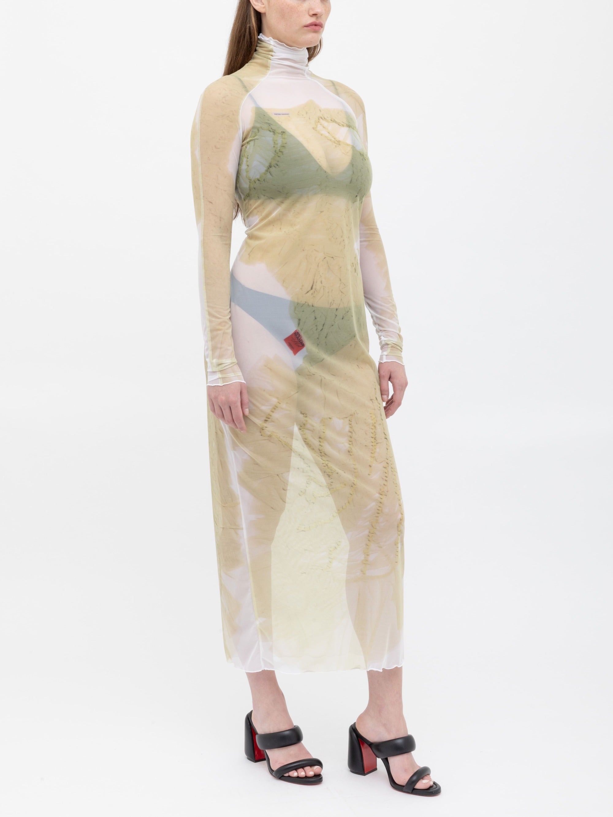 Ester Manas Mesh Print Long Dress robe blanche imprimée