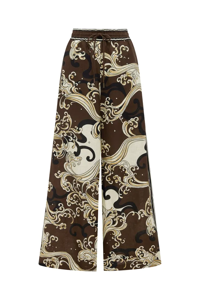 Alemäis Otis Pant pantalon large lin européen imprimé