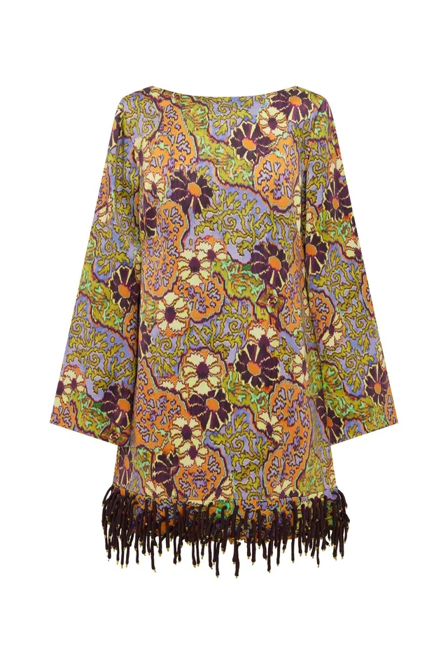 Alemaïs Joanna robe mini viscose franges perlées