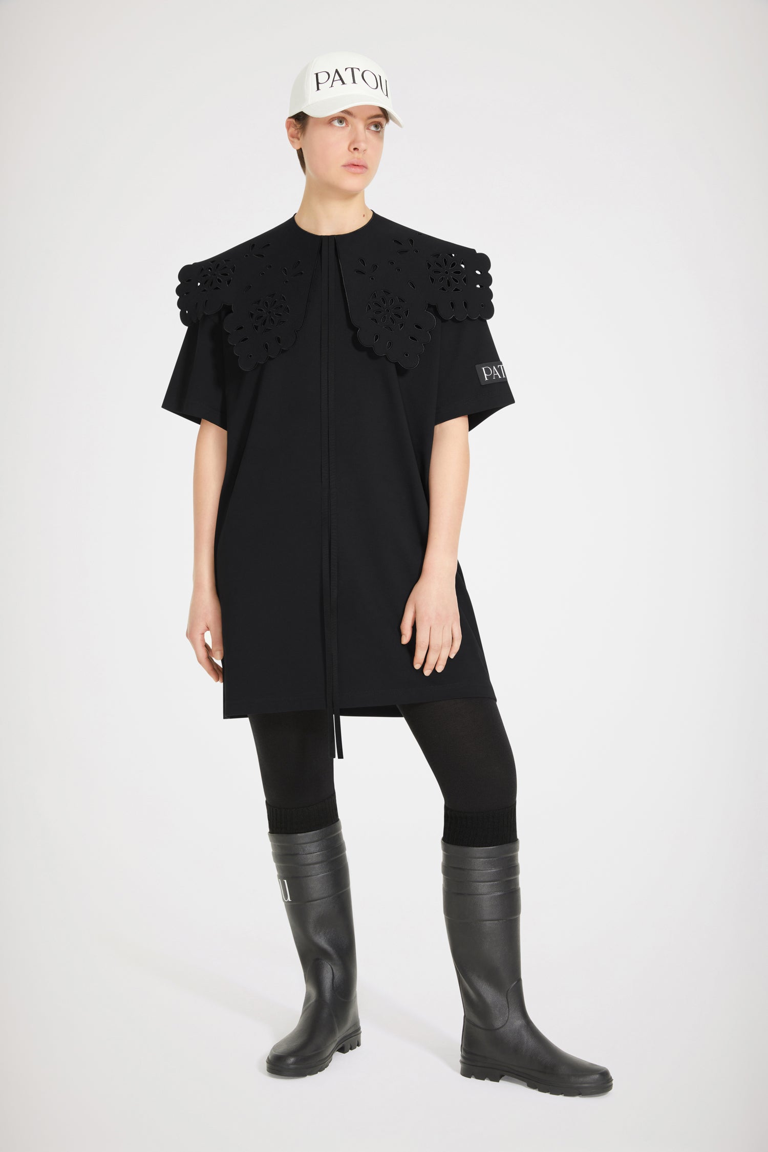 Patou robe t-shirt JE057 coton bio col amovible noire