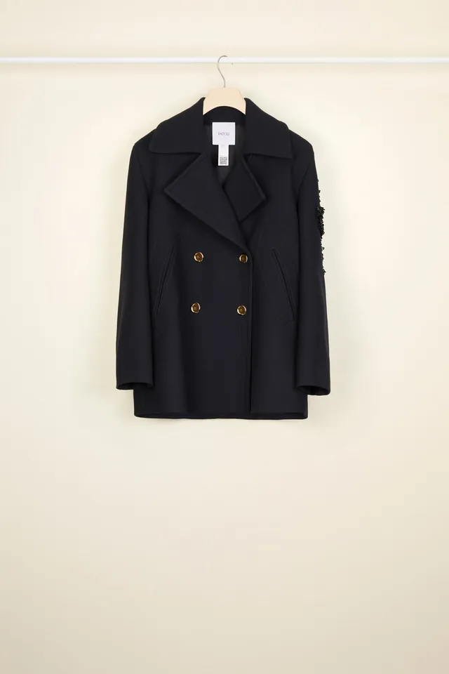 Patou Coats A20CO001 caban laine bleu marine perles 34