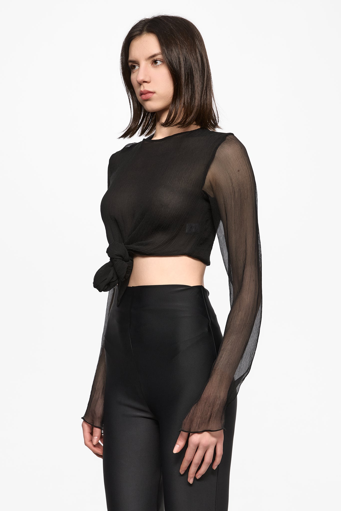 ATU Body Couture Black TETHER Top haut noir soie taille S