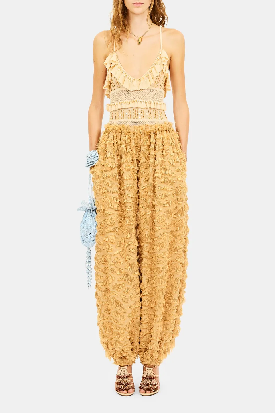 Ulla Johnson Elvira SP270411 pantalon franges beige Sand